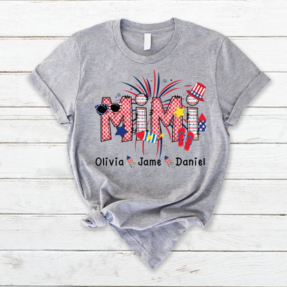 Mimi Patriotic 4th of July Custom Mimi And Grandkids Shirt