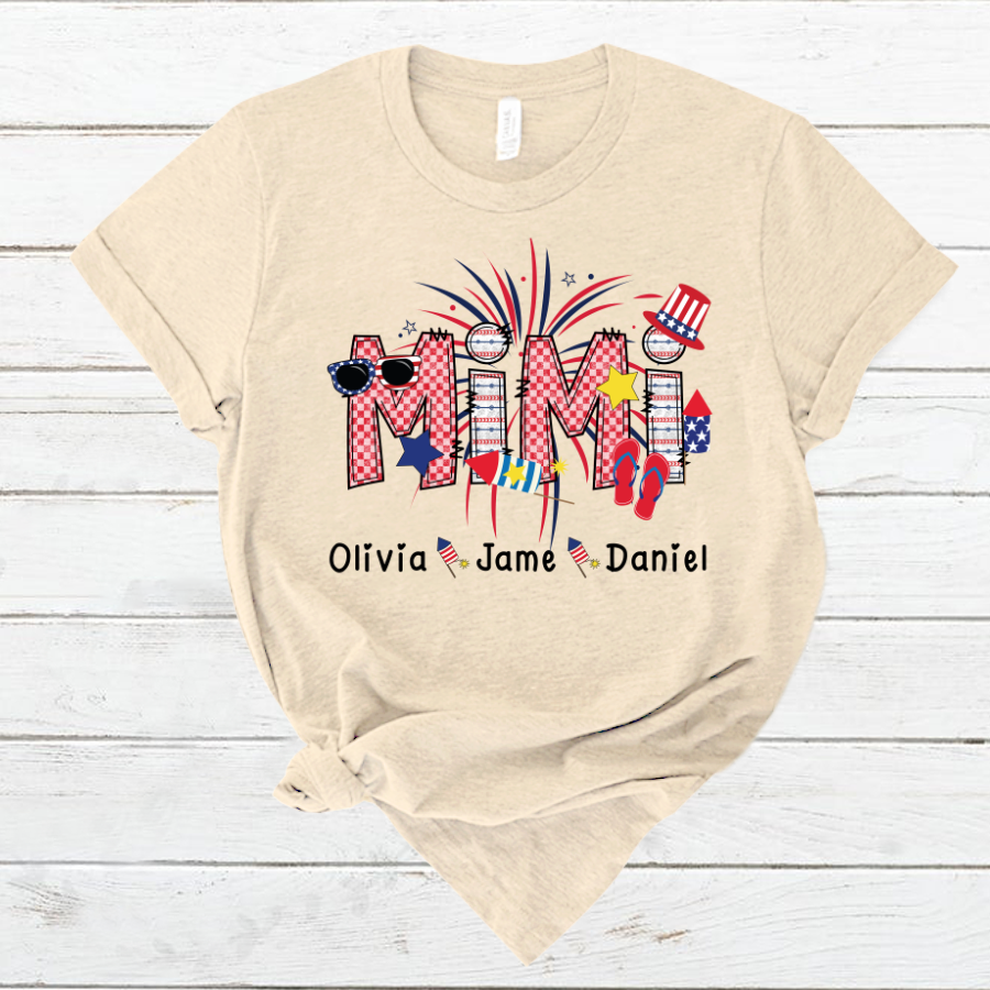 Mimi Patriotic 4th of July Custom Mimi And Grandkids Shirt