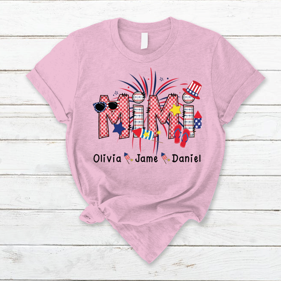 Mimi Patriotic 4th of July Custom Mimi And Grandkids Shirt