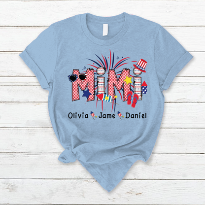 Mimi Patriotic 4th of July Custom Mimi And Grandkids Shirt
