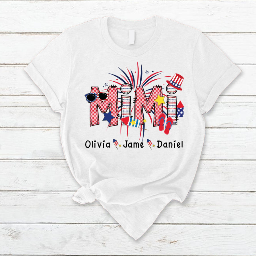 Mimi Patriotic 4th of July Custom Mimi And Grandkids Shirt