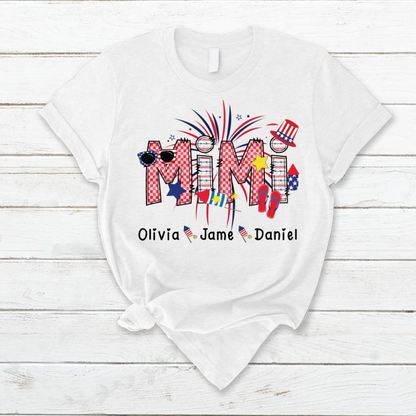 Mimi Patriotic 4th of July Custom Mimi And Grandkids Shirt