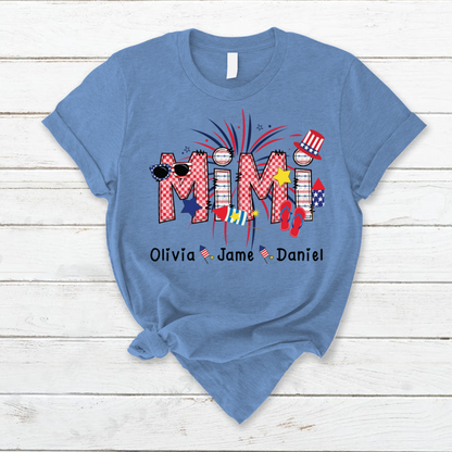 Mimi Patriotic 4th of July Custom Mimi And Grandkids Shirt