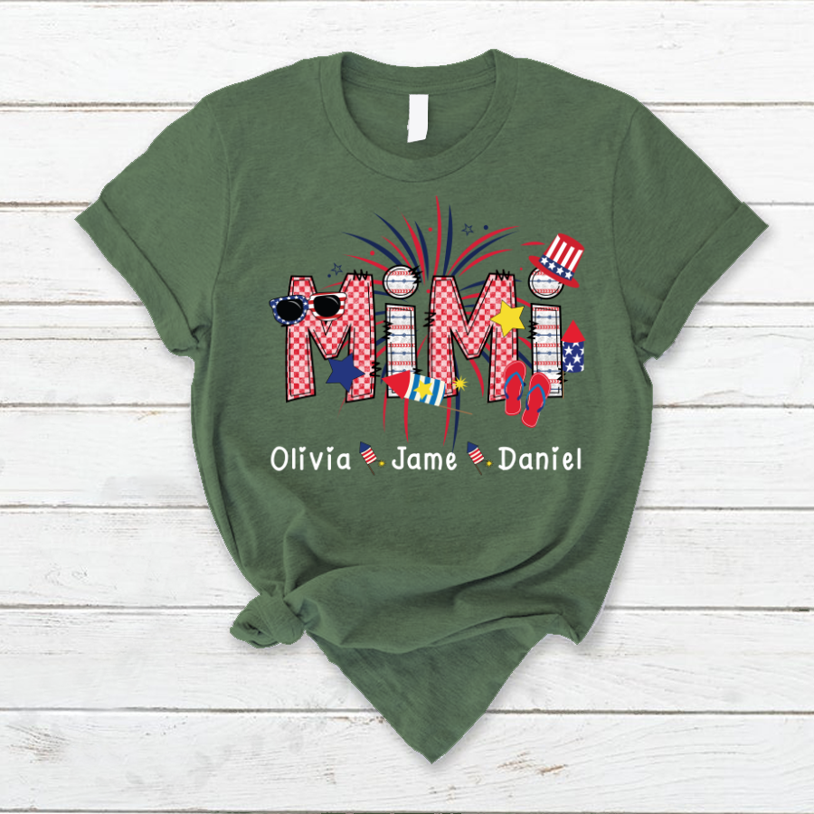Mimi Patriotic 4th of July Custom Mimi And Grandkids Shirt