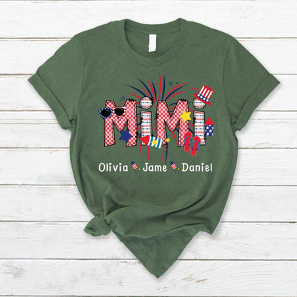 Mimi Patriotic 4th of July Custom Mimi And Grandkids Shirt