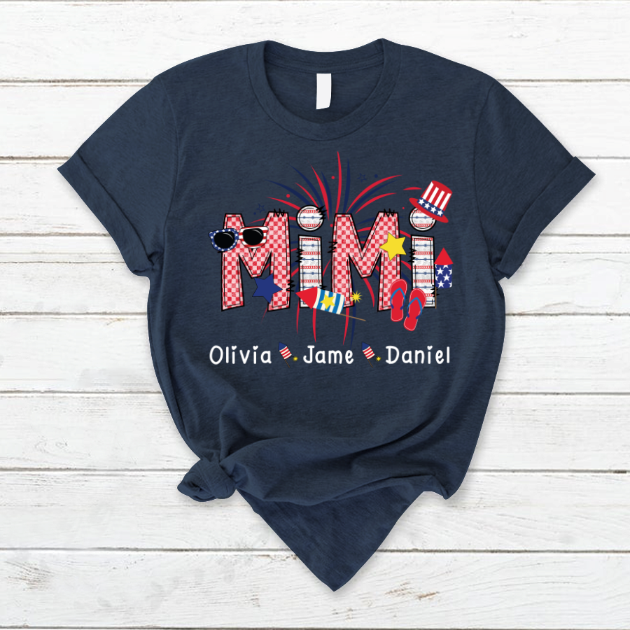 Mimi Patriotic 4th of July Custom Mimi And Grandkids Shirt