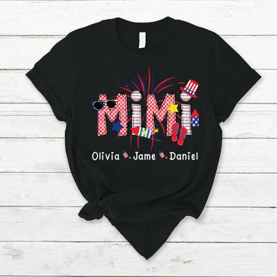 Mimi Patriotic 4th of July Custom Mimi And Grandkids Shirt