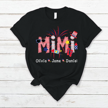 Mimi Patriotic 4th of July Custom Mimi And Grandkids Shirt