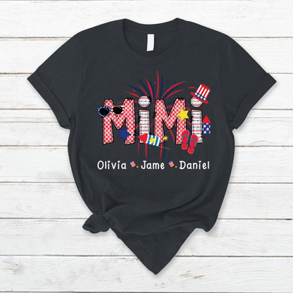 Mimi Patriotic 4th of July Custom Mimi And Grandkids Shirt