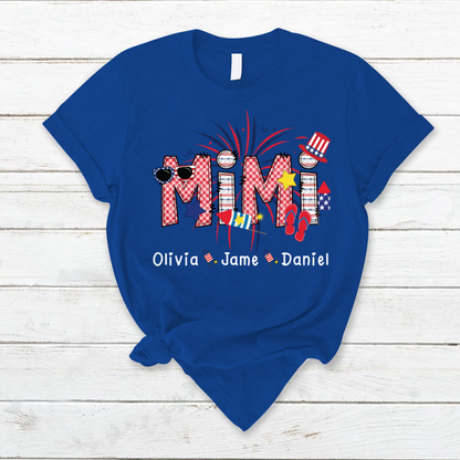 Mimi Patriotic 4th of July Custom Mimi And Grandkids Shirt
