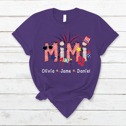 Mimi Patriotic 4th of July Custom Mimi And Grandkids Shirt