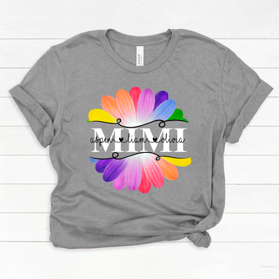 Mimi And Grandkids Flower Rainbow Classic Canvas