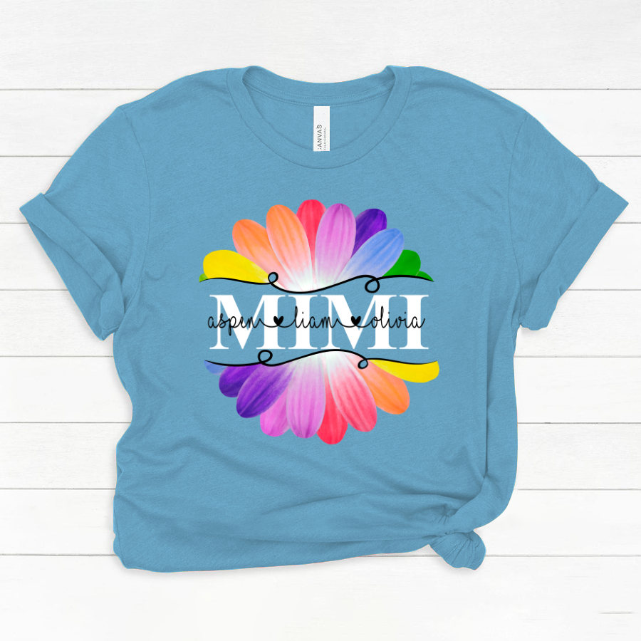 Mimi And Grandkids Flower Rainbow Classic Canvas