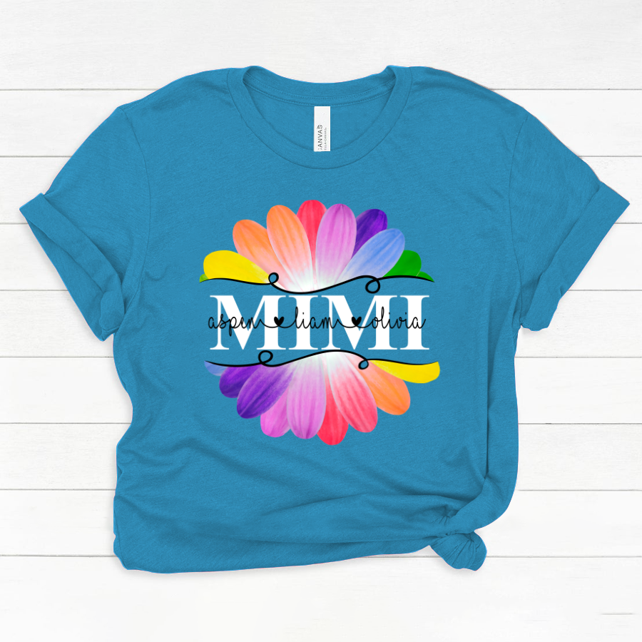 Mimi And Grandkids Flower Rainbow Classic Canvas
