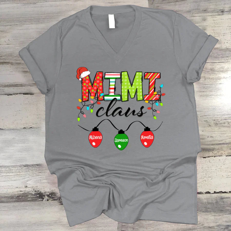 Mimi Claus And Grandkids CTH01 V-Neck