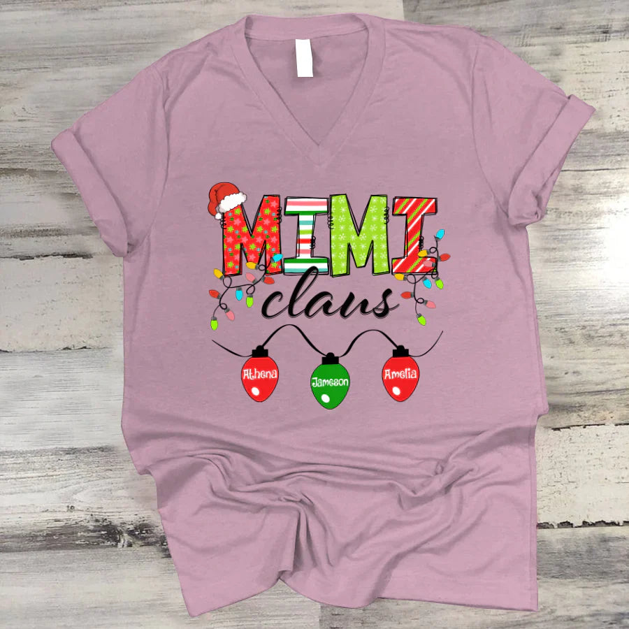 Mimi Claus And Grandkids CTH01 V-Neck