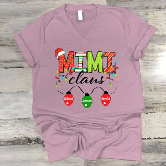 Mimi Claus And Grandkids CTH01 V-Neck