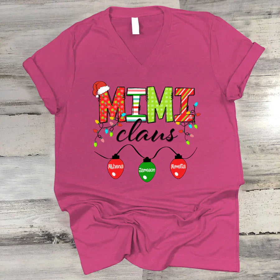 Mimi Claus And Grandkids CTH01 V-Neck