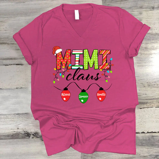 Mimi Claus And Grandkids CTH01 V-Neck
