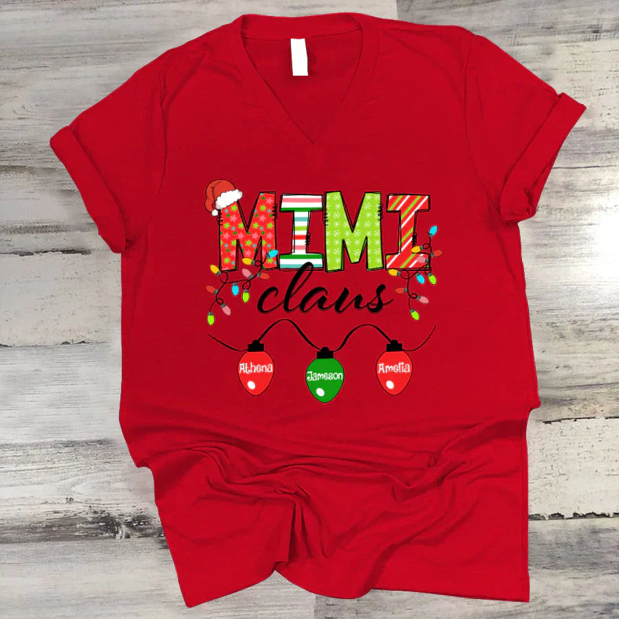 Mimi Claus And Grandkids CTH01 V-Neck