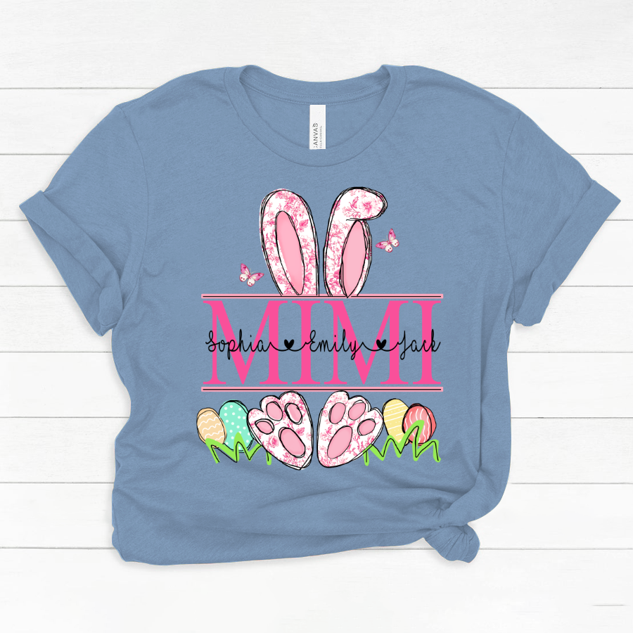 Mimi Easter Pink Floral Chinoiserie Bunny And Grandkids Classic Canvas