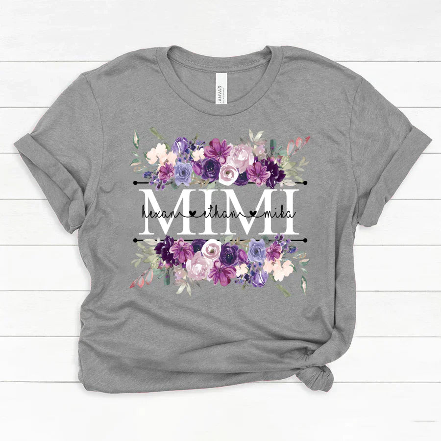 Mimi Purple Plum Flower And Grandkids Classic Canvas