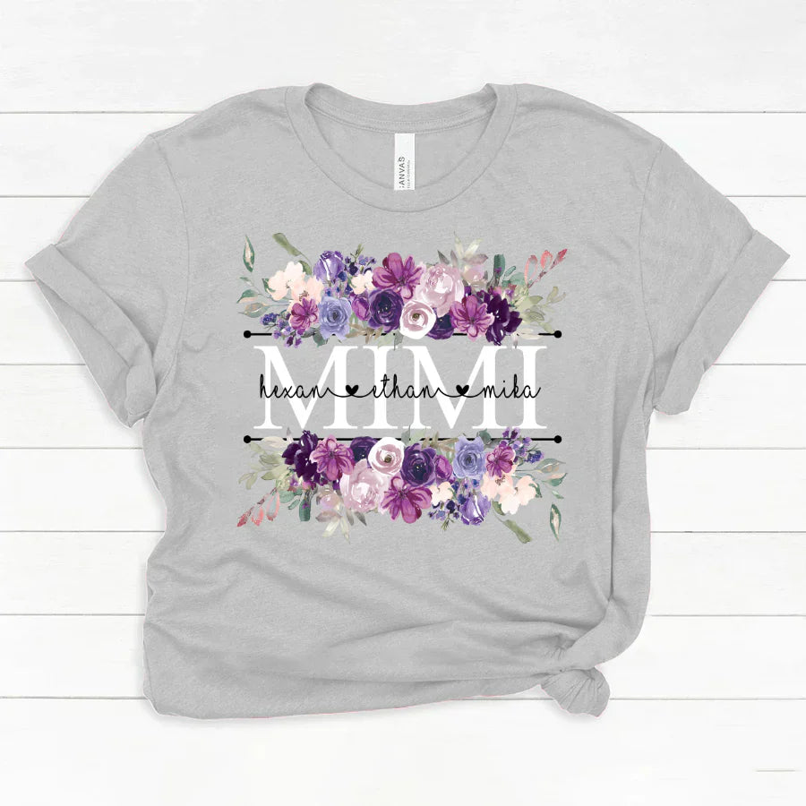 Mimi Purple Plum Flower And Grandkids Classic Canvas