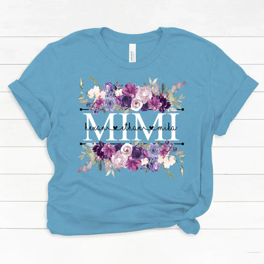 Mimi Purple Plum Flower And Grandkids Classic Canvas