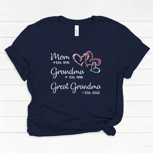 Mom Est Grandma Est Great Grandma Heart Leopard Black Classic Canvas