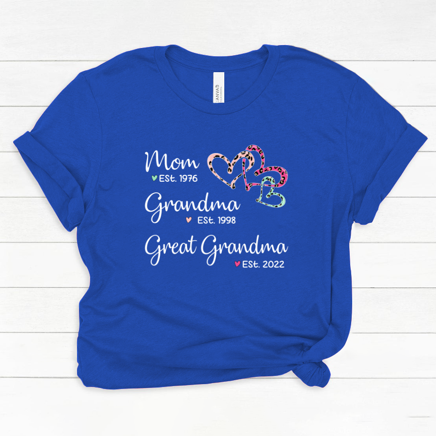 Mom Est Grandma Est Great Grandma Heart Leopard Black Classic Canvas