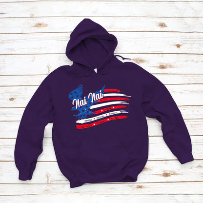 NaiNai With Grandkids Names 4th Of July CTL94 Hoodie