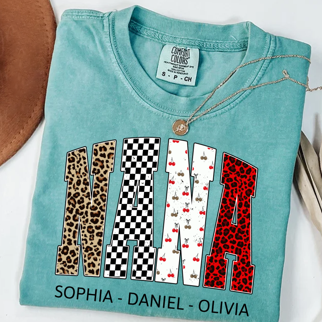 Nana Leopard Trendy Nana And Grandkids Personalized