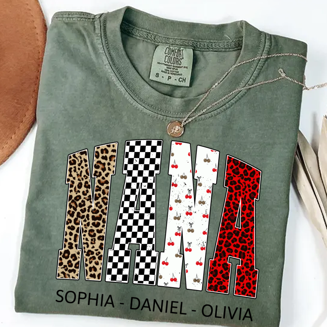Nana Leopard Trendy Nana And Grandkids Personalized