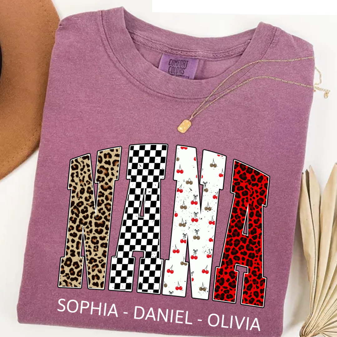 Nana Leopard Trendy Nana And Grandkids Personalized