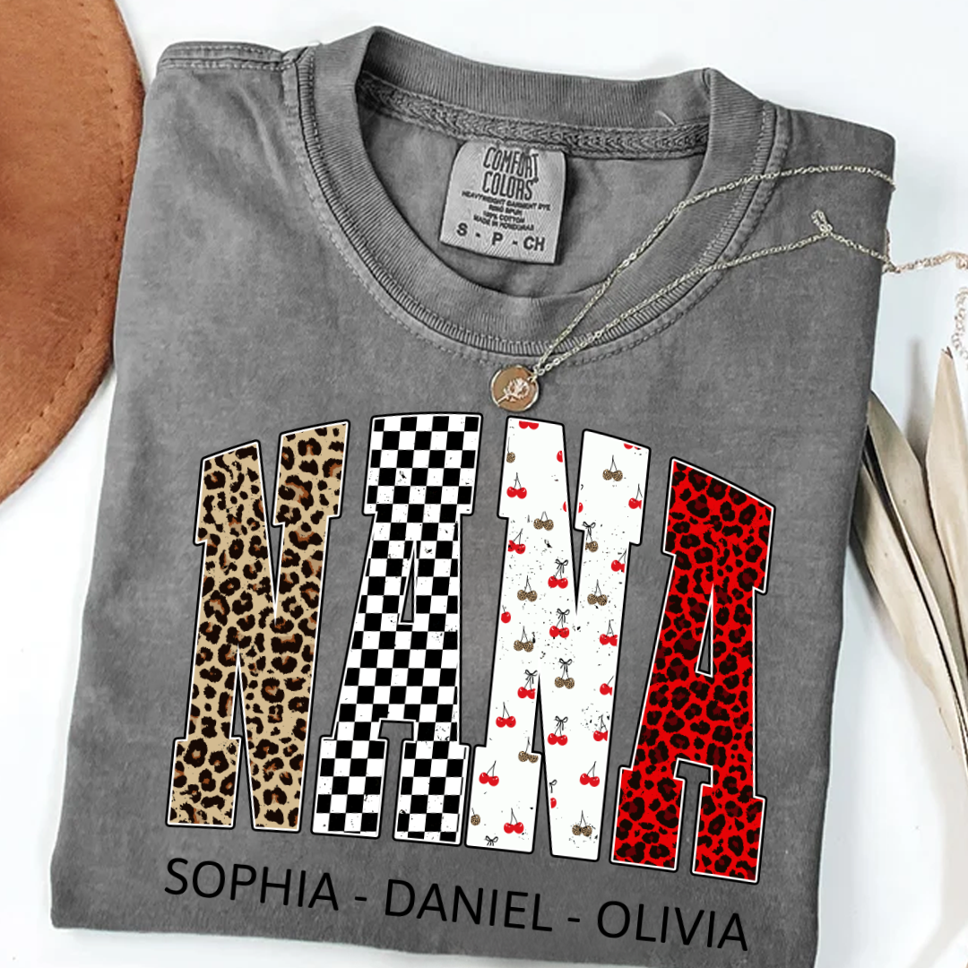 Nana Leopard Trendy Nana And Grandkids Personalized