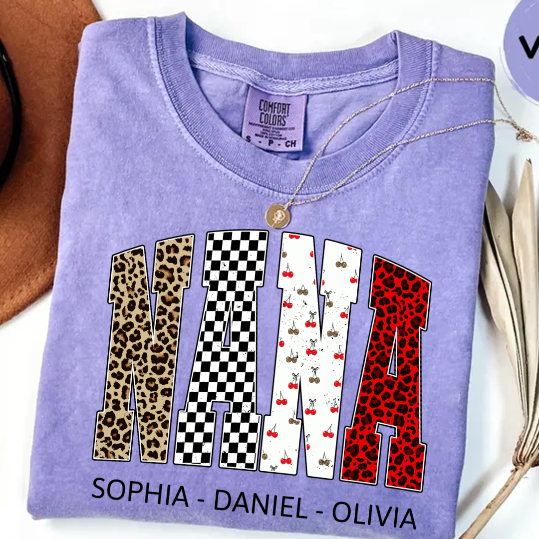 Nana Leopard Trendy Nana And Grandkids Personalized