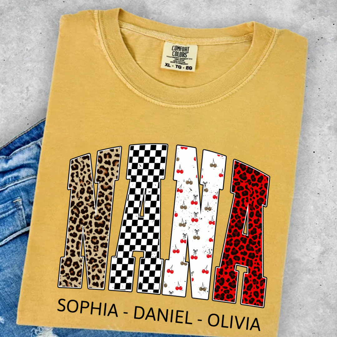 Nana Leopard Trendy Nana And Grandkids Personalized