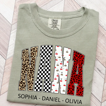 Nana Leopard Trendy Nana And Grandkids Personalized