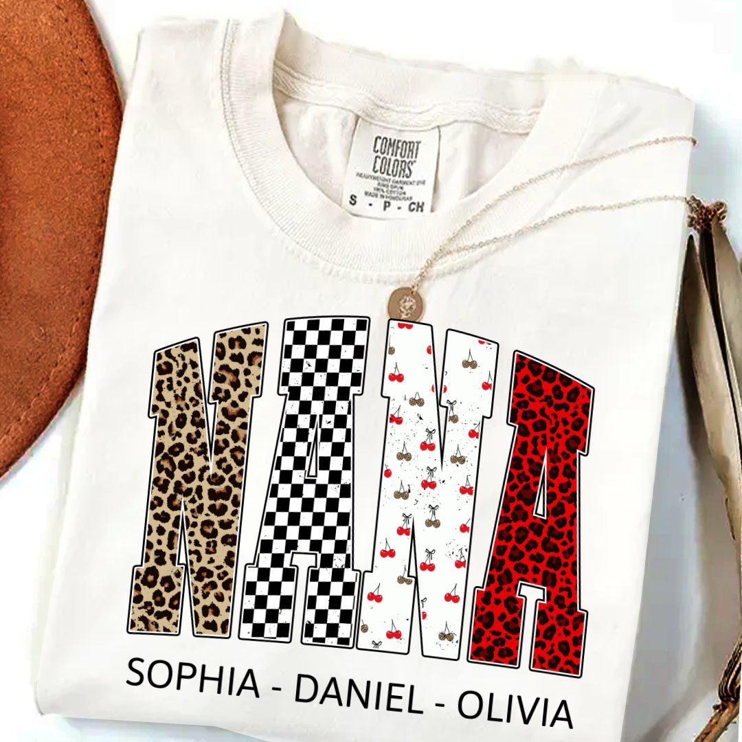 Nana Leopard Trendy Nana And Grandkids Personalized