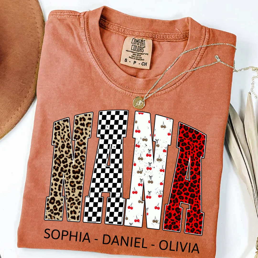 Nana Leopard Trendy Nana And Grandkids Personalized