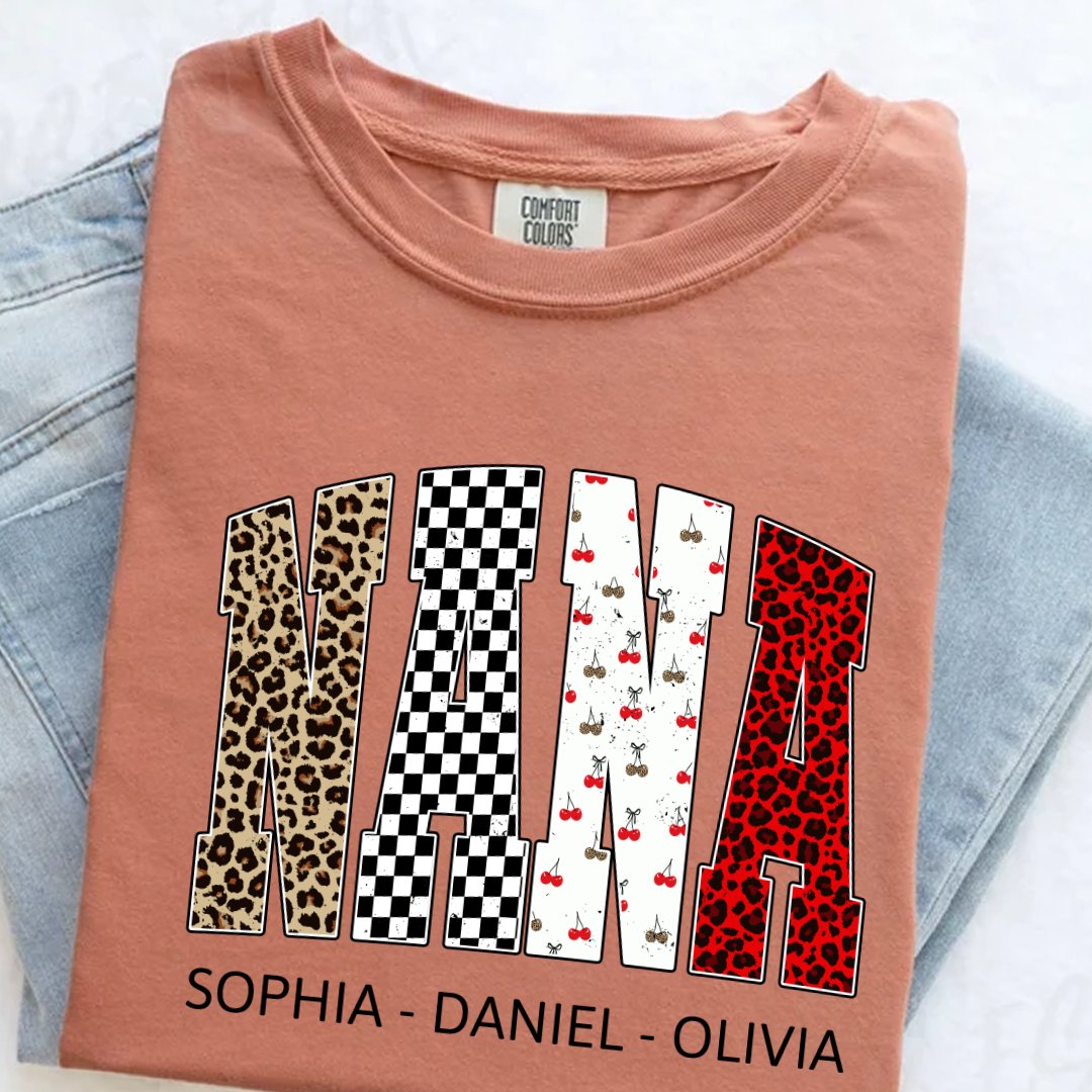 Nana Leopard Trendy Nana And Grandkids Personalized