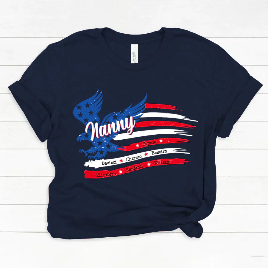 Nanny With Grandkids Names 4th Of July CTL94 Classic Canvas