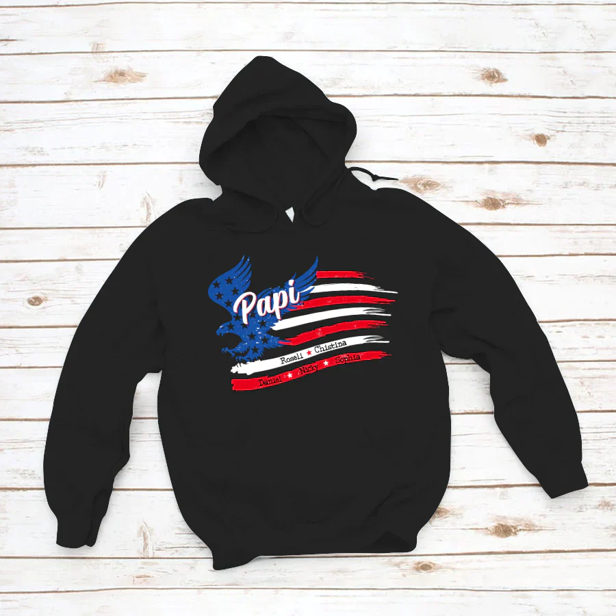 Papi With Grandkids Names 4th Of July CTL94 Hoodie