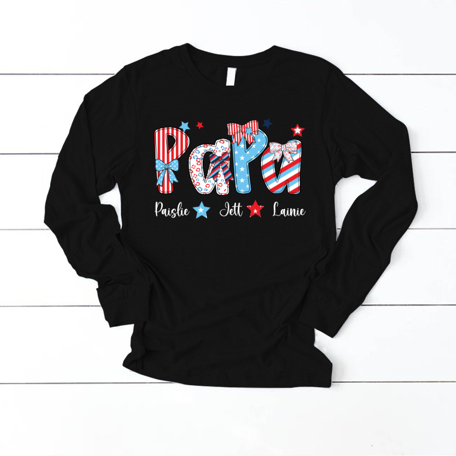 Patriotic American Flag Papa Custom Papa And Grandkids Father's Day Gift Independence Day