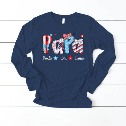 Patriotic American Flag Papa Custom Papa And Grandkids Father's Day Gift Independence Day