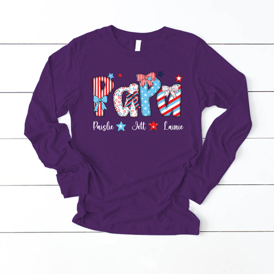 Patriotic American Flag Papa Custom Papa And Grandkids Father's Day Gift Independence Day