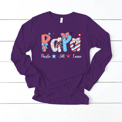 Patriotic American Flag Papa Custom Papa And Grandkids Father's Day Gift Independence Day