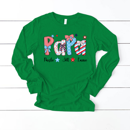 Patriotic American Flag Papa Custom Papa And Grandkids Father's Day Gift Independence Day