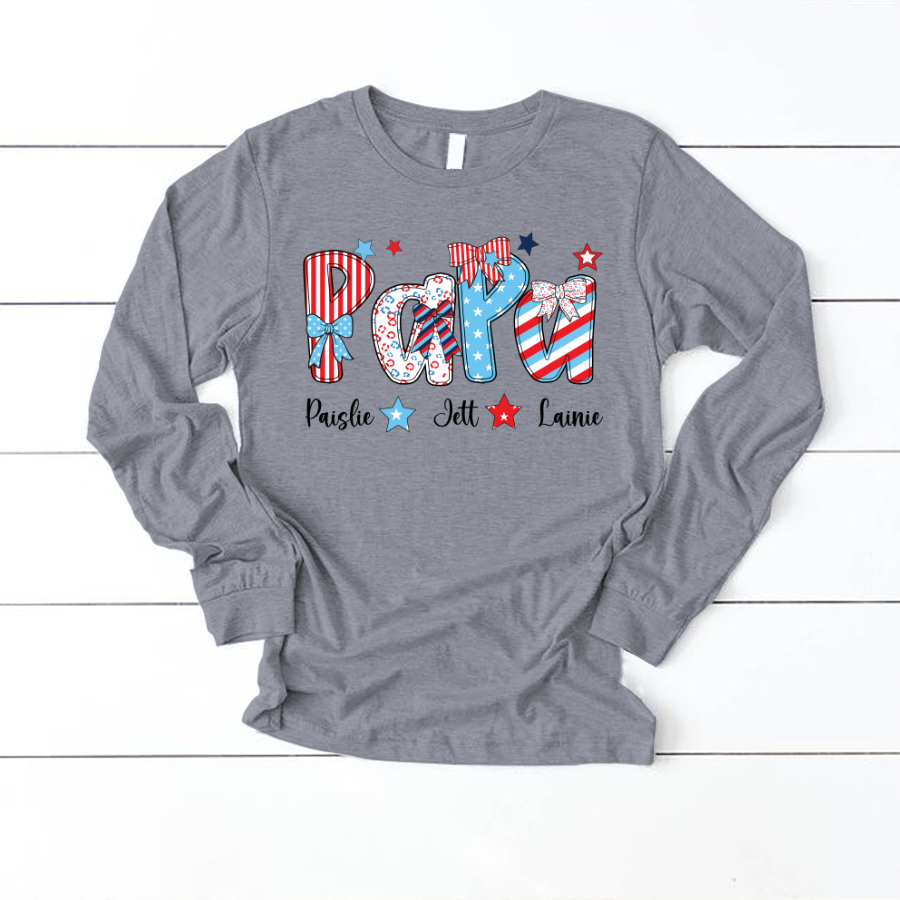 Patriotic American Flag Papa Custom Papa And Grandkids Father's Day Gift Independence Day