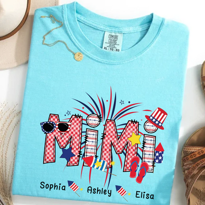 Patriotic Doodle 4th Of July Personalized Mimi And Grandkid Personalized Independence Day Shirt